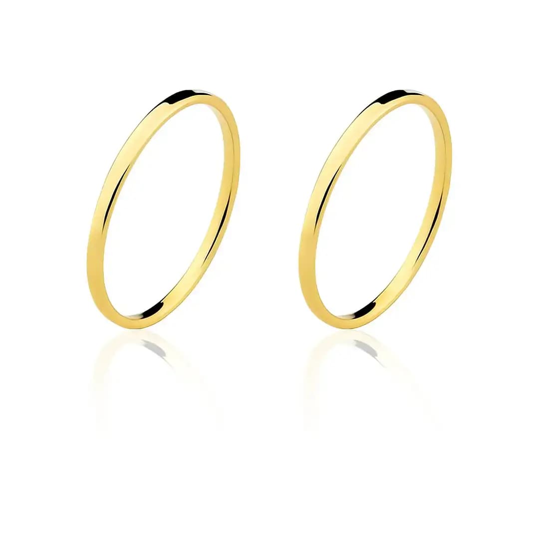 Par de Alianças 1,5mm em Ouro Maciço 10K e 18K – Modelo CN11