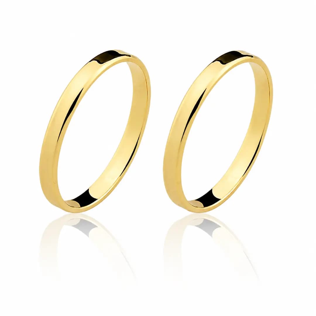 Par de aliança Ouro maciço CN12 (2,5mm)