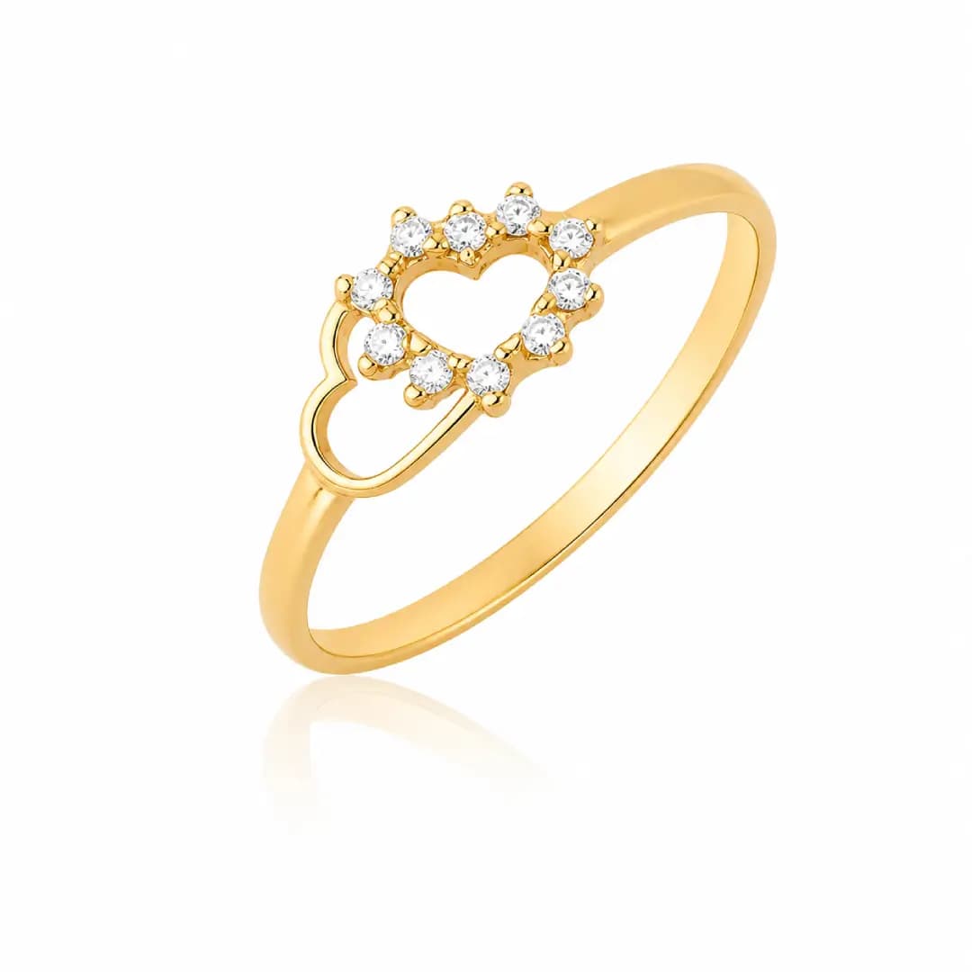 Anel Corações B em Ouro Maciço 10K e 18K – Modelo C503