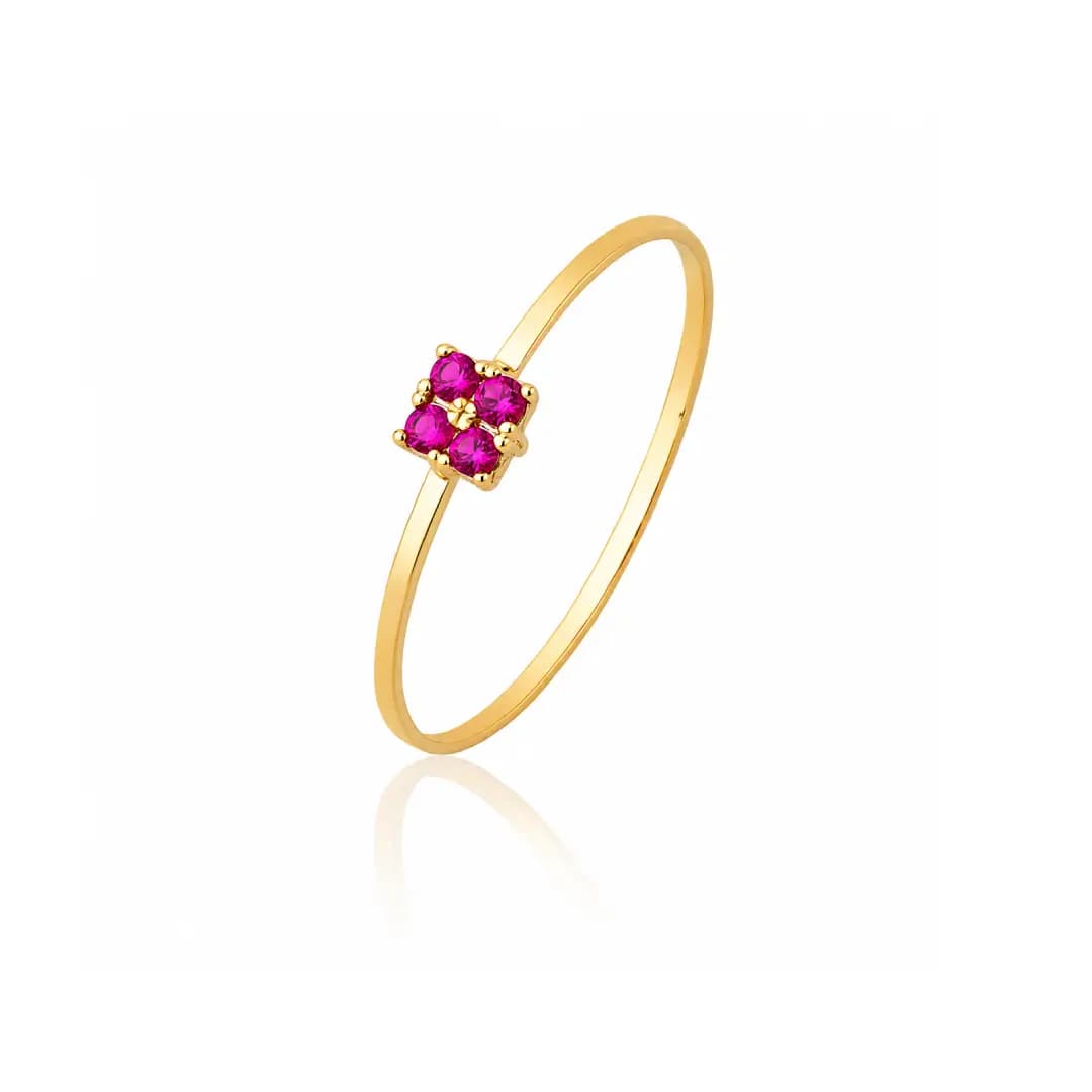 Anel Rosa em Ouro Maciço 10K e 18K – Modelo CS503