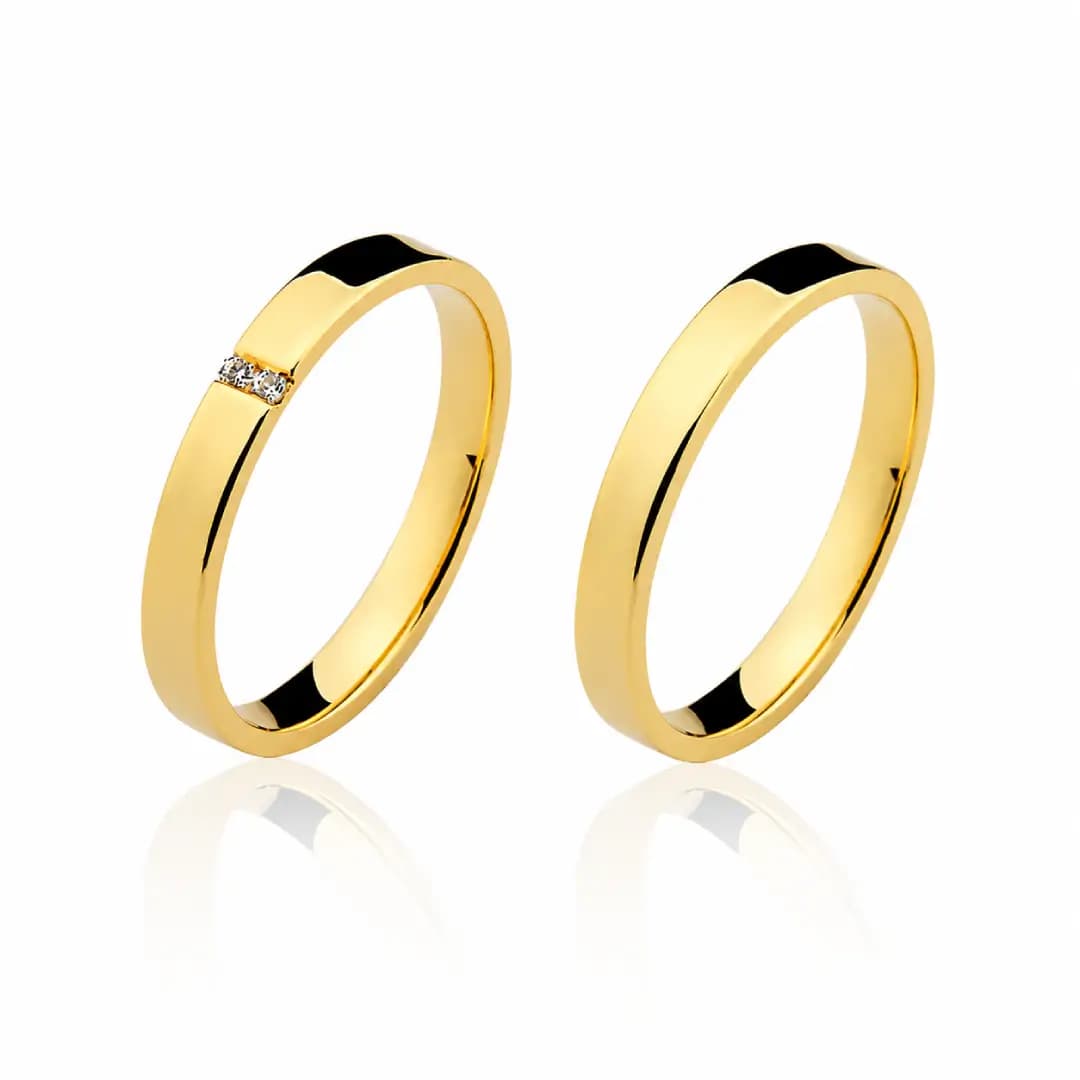 Par de Alianças 3mm em Ouro Maciço 10K e 18K – Modelo CN13