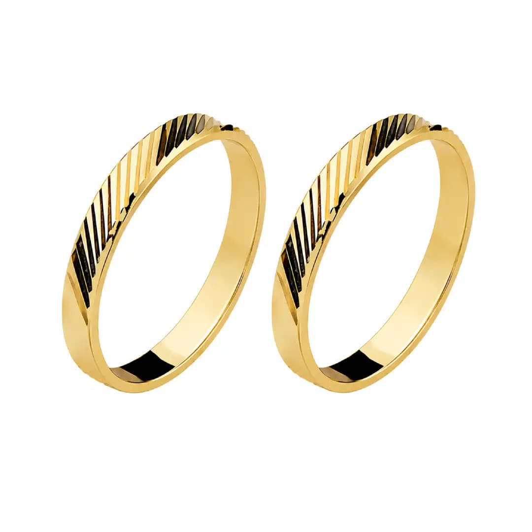 Par de Alianças Diamantada 3mm em Ouro Maciço 10K e 18K – Modelo CN15