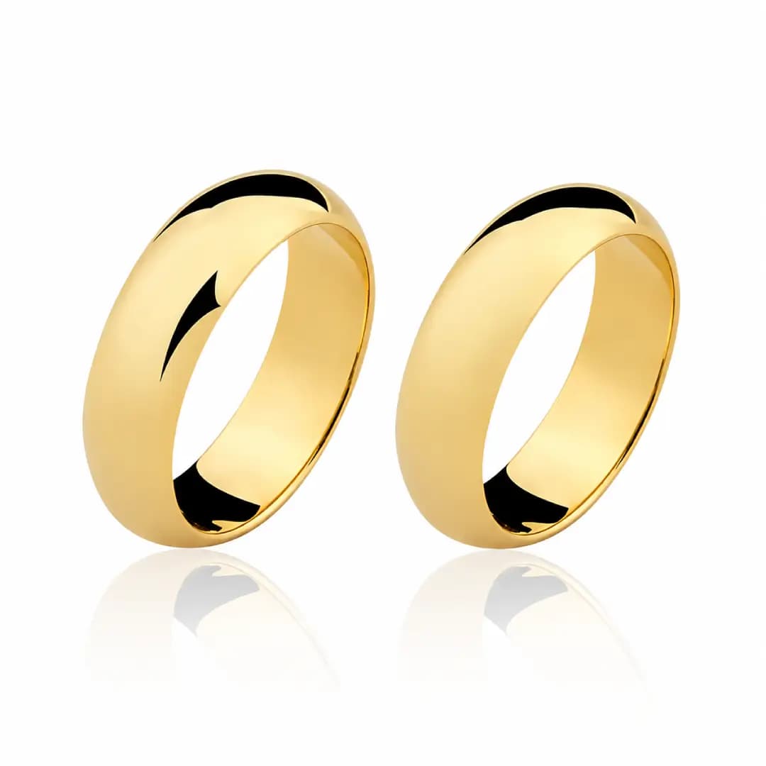 Par de Alianças 6mm em Ouro Maciço 10K e 18K – Modelo CN25