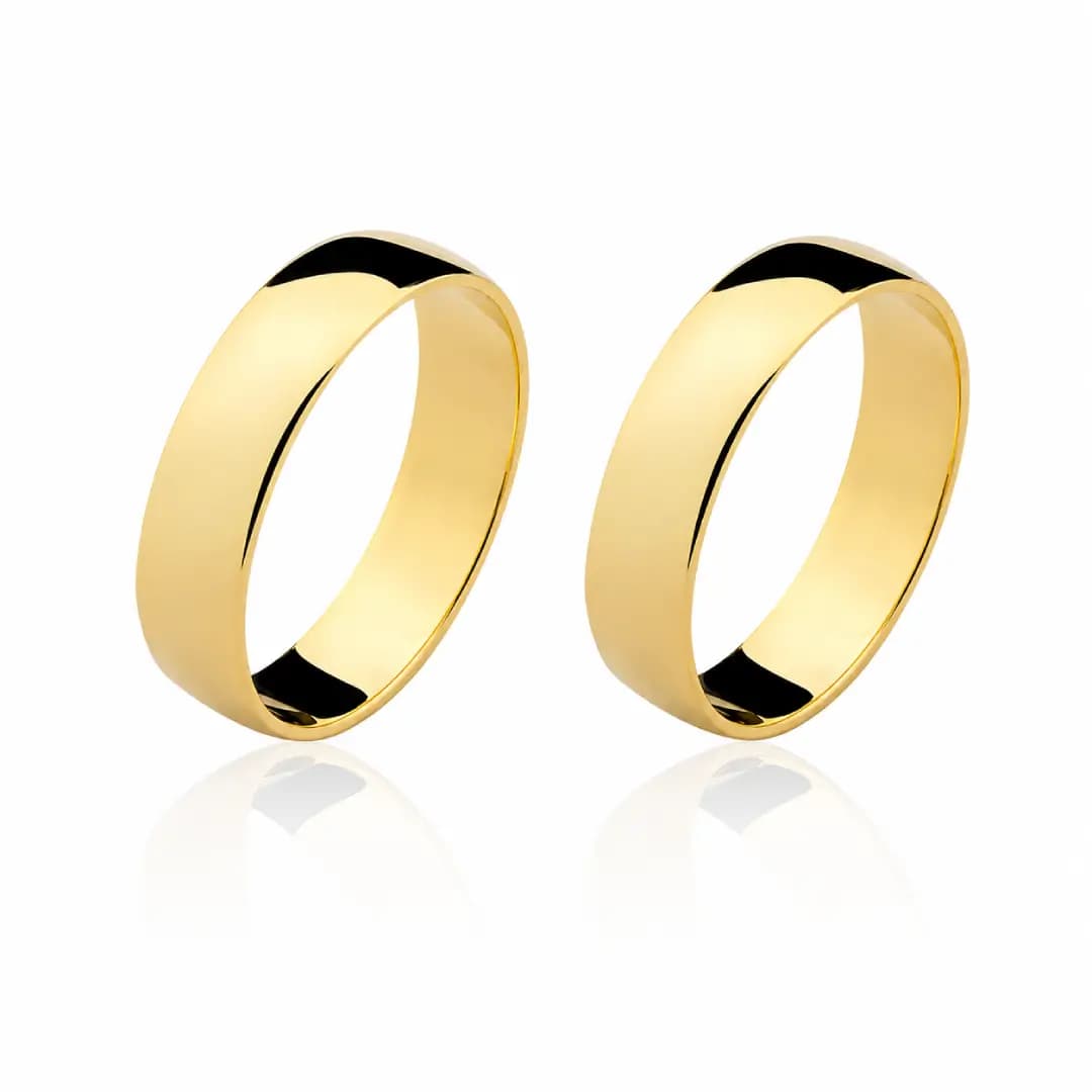 Par de Alianças 5,5mm em Ouro Maciço 10K e 18K – Modelo CN27