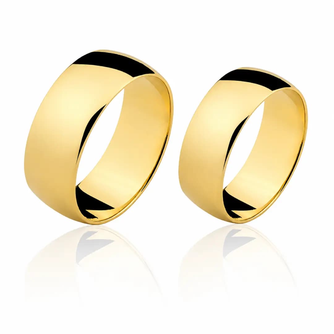 Par de aliança Ouro maciço CN28 (7,7mm)
