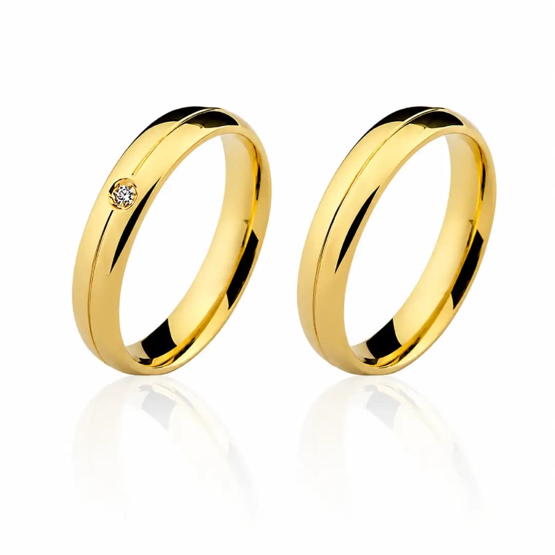 Par de Alianças 4mm em Ouro Maciço 10K e 18K – Modelo CN34