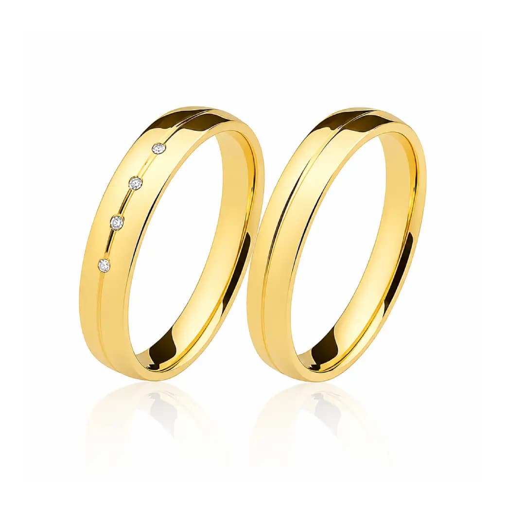 Par de Alianças 4mm em Ouro Maciço 10K e 18K – Modelo CN35