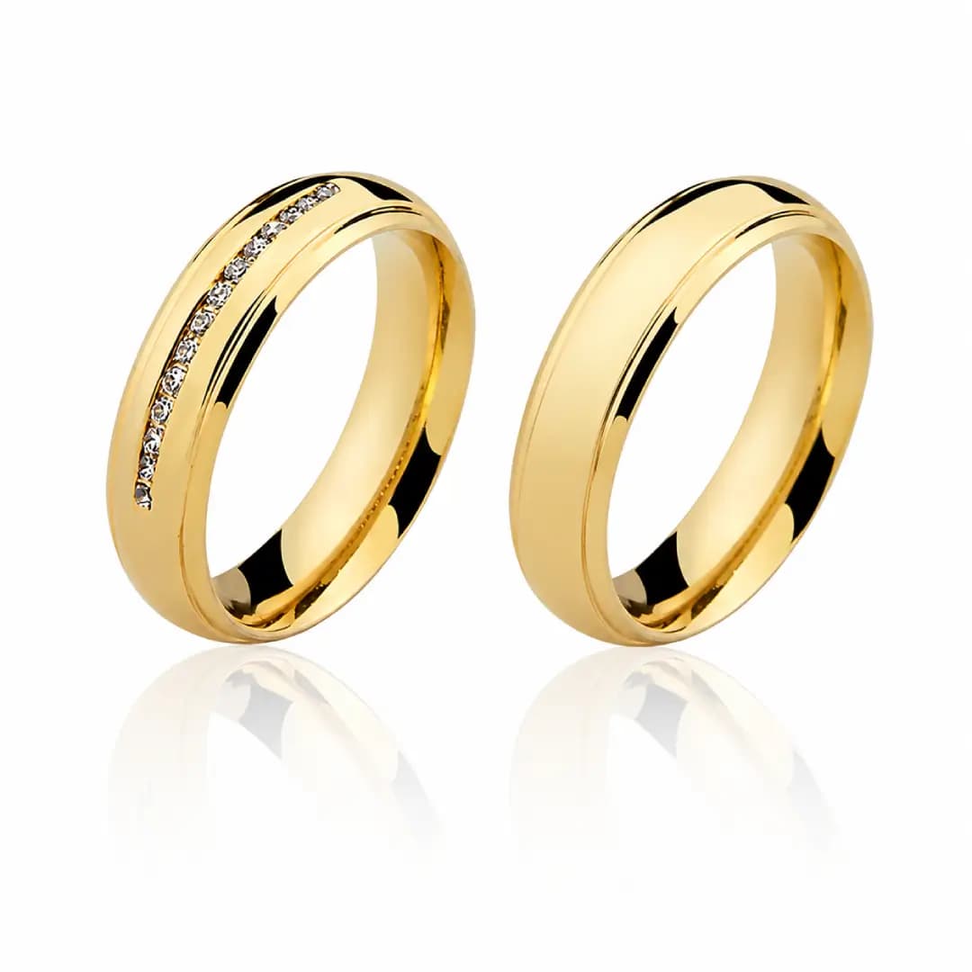 Par de Alianças 5,5mm em Ouro Maciço 10K e 18K – Modelo CN37