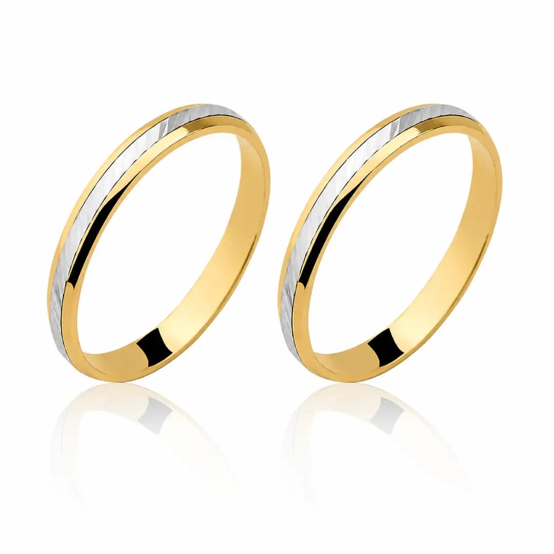 Par de Alianças Diamantada 3,2mm em Ouro Maciço 10K e 18K – Modelo CN42