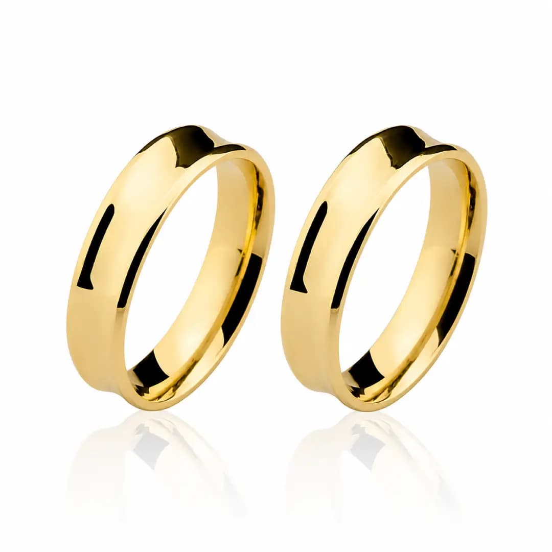 Par de Alianças 5mm em Ouro Maciço 10K e 18K – Modelo CN60
