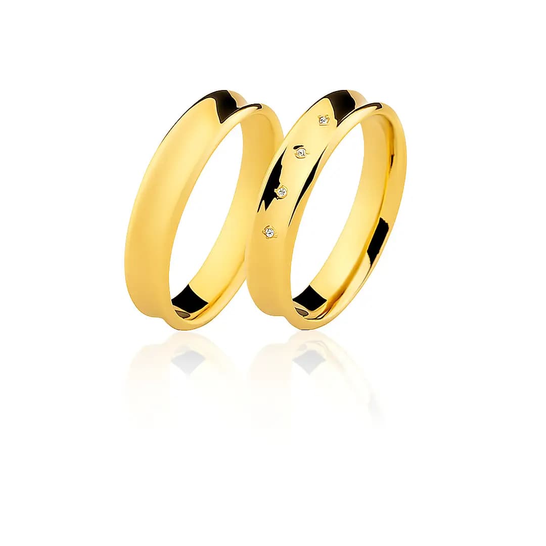 Par de Alianças 4,7mm em Ouro Maciço 10K e 18K – Modelo CN61