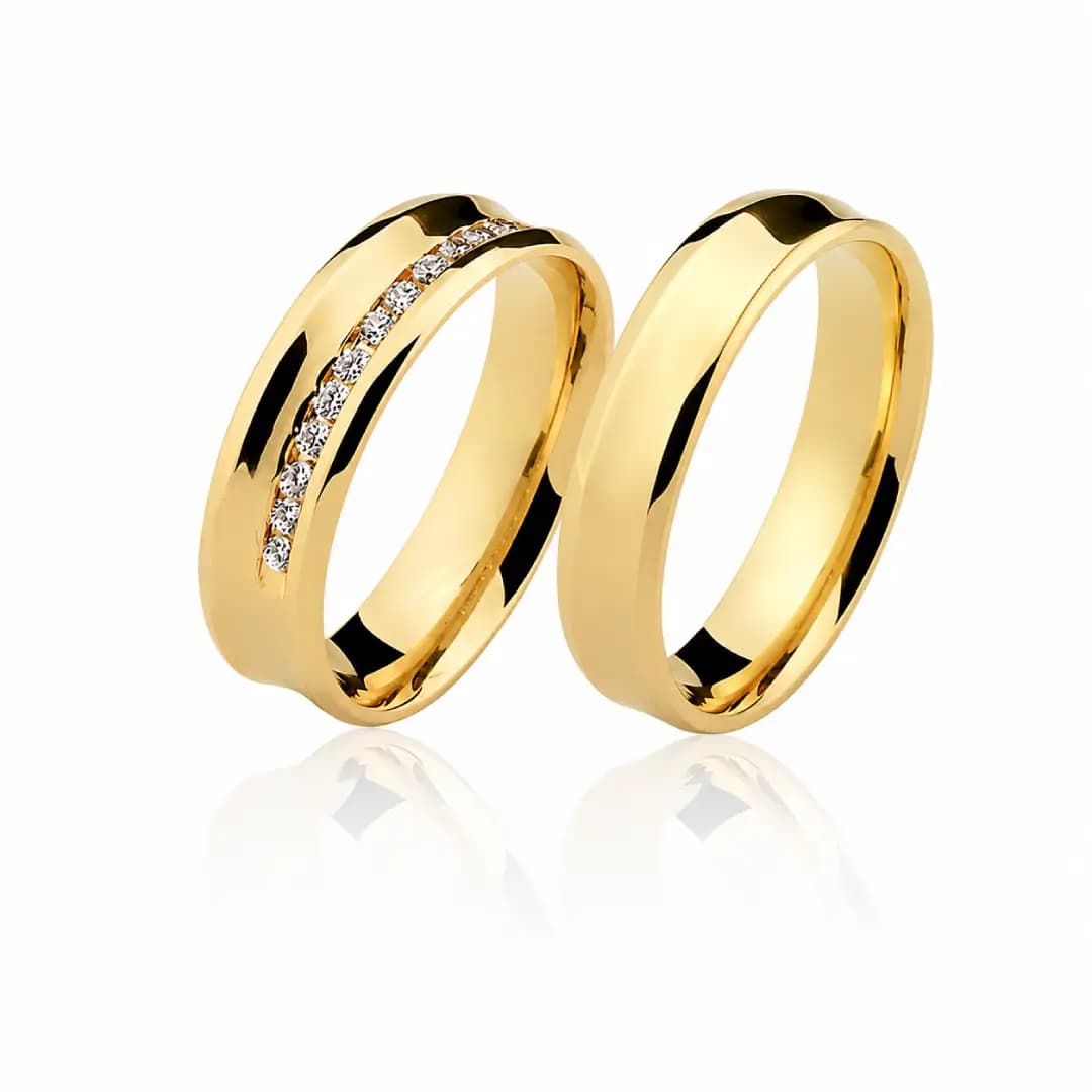 Par de Alianças 5,5mm em Ouro Maciço 10K e 18K – Modelo CN66