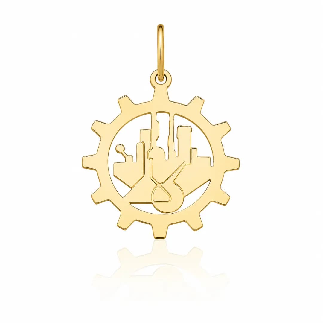 Pingente de Formatura Engenharia Química em Ouro Maciço 10K e 18K – Modelo PC140