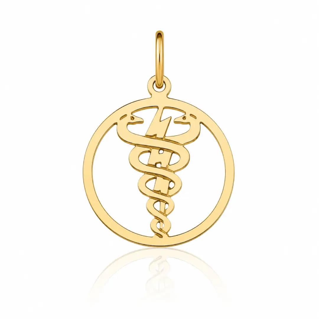 Pingente de Formatura Fisioterapia em Ouro Maciço 10K e 18K – Modelo PC140