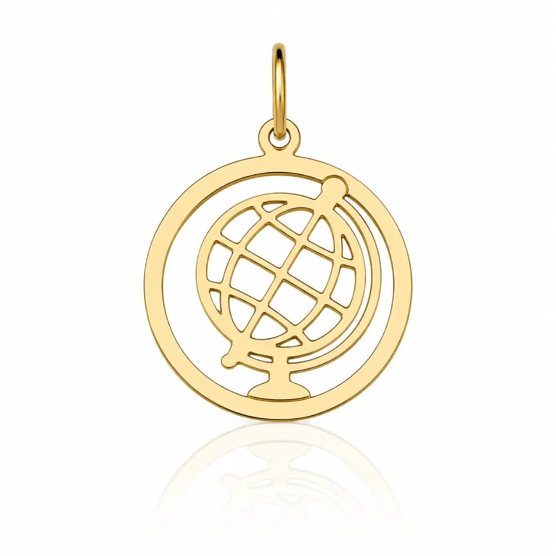 Pingente de Formatura Geografia em Ouro Maciço 10K e 18K – Modelo PC140