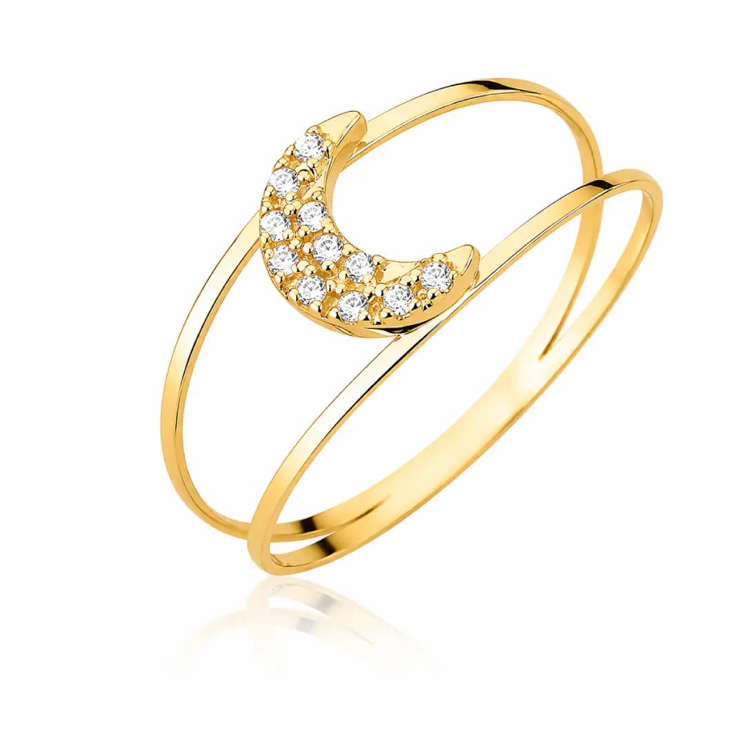 Anel Lua Amarela em Ouro Maciço 10K e 18K – Modelo CS709