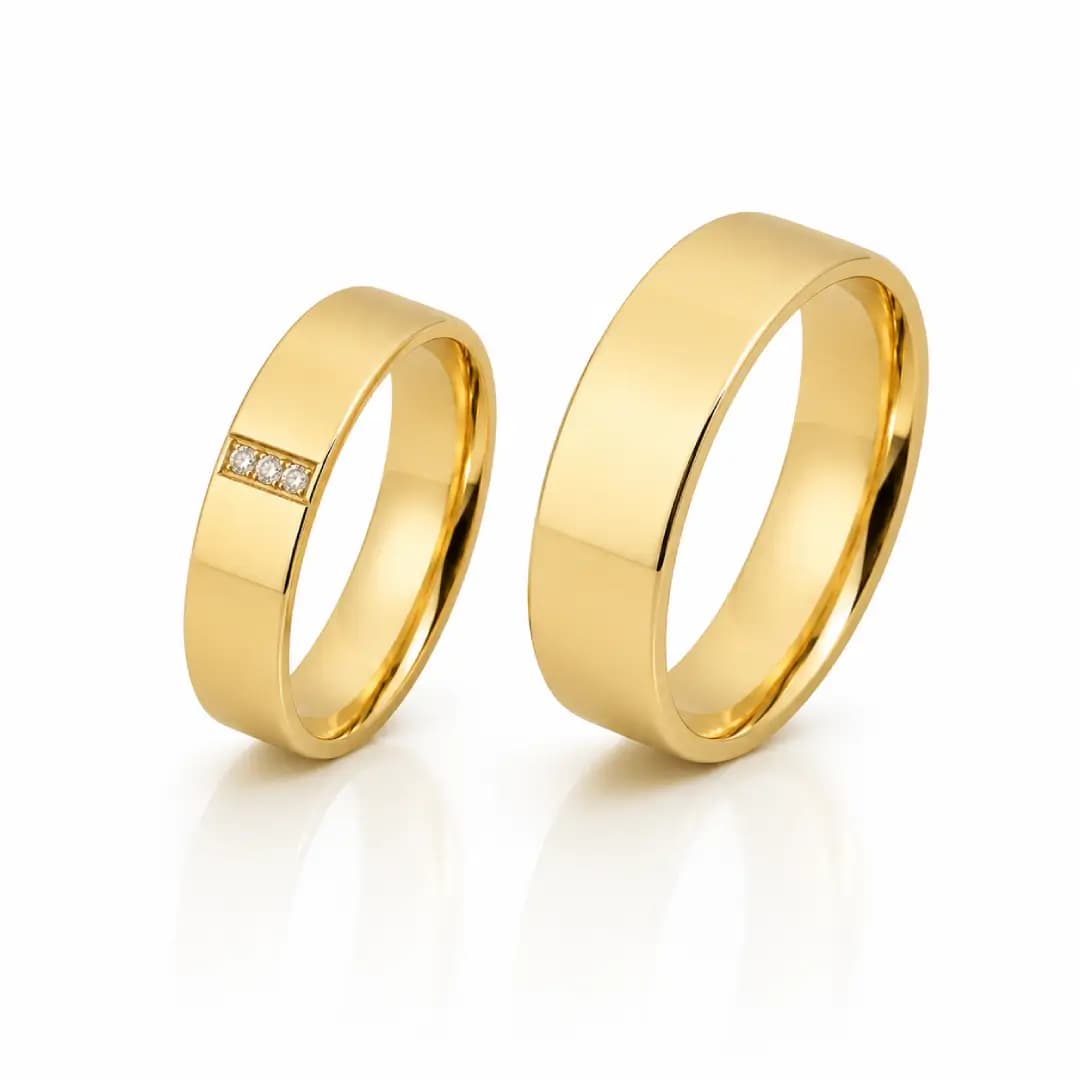 Par de Alianças Anatômica 5,5mm em Ouro Maciço 10K e 18K – Modelo CN84