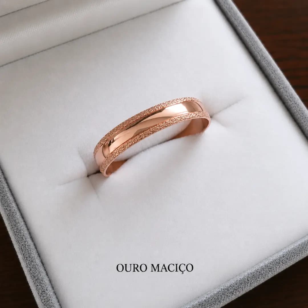 Aliança em ouro maciço rosé