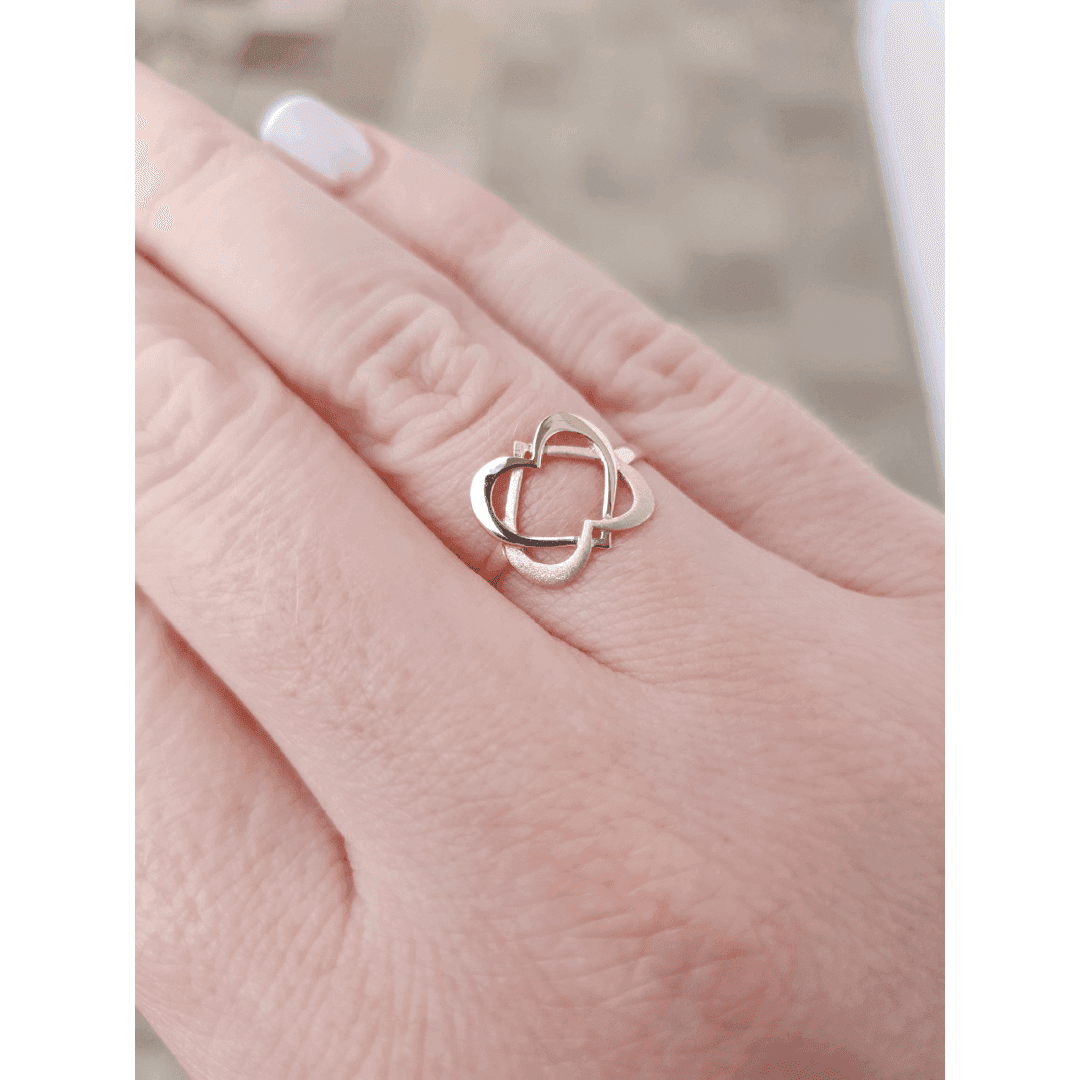 Anel Corações Entrelaço em Ouro Maciço 10K e 18K – Modelo C506 anel coracoes img