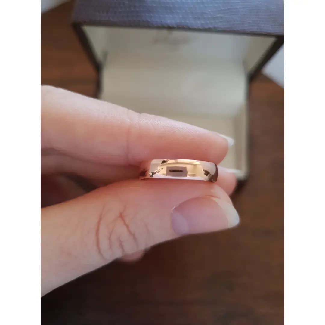 Par de aliança Rosé Ouro maciço brilho 4mm cr rose brilho img