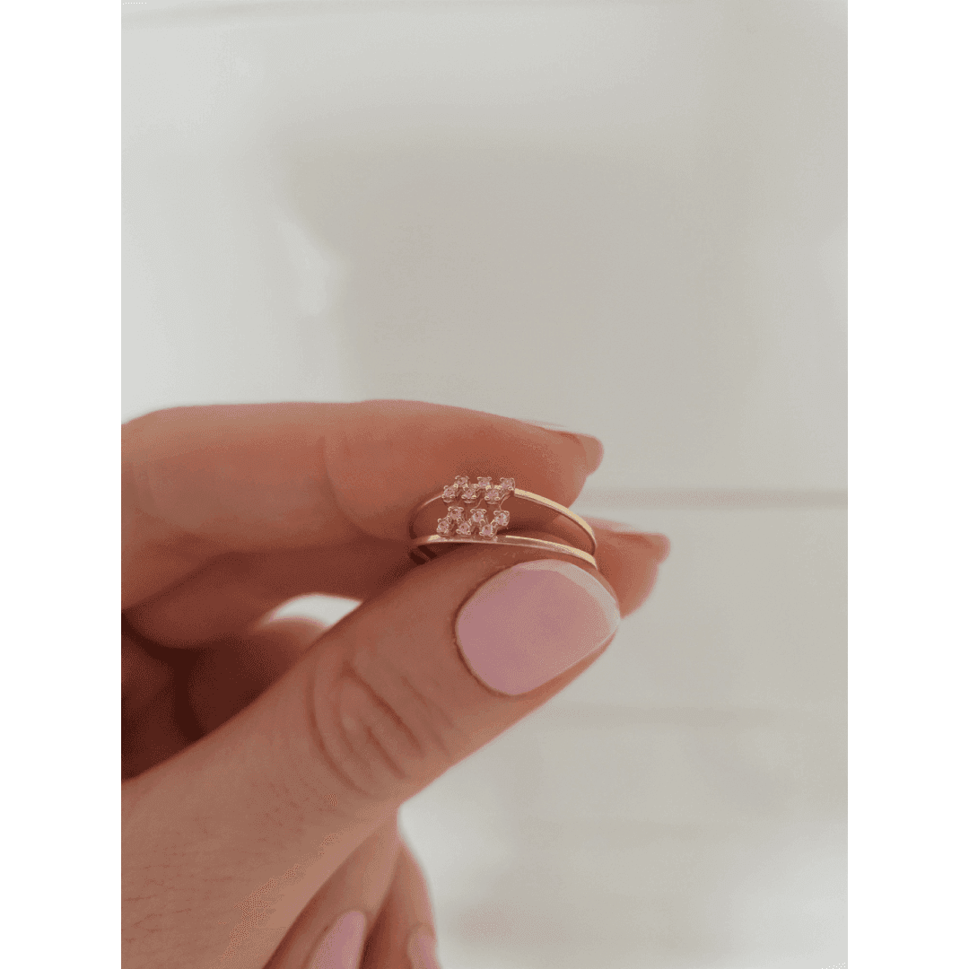 Anel Signo de Aquário em Ouro Maciço 10K e 18K – Modelo CS525 - imagem 3
