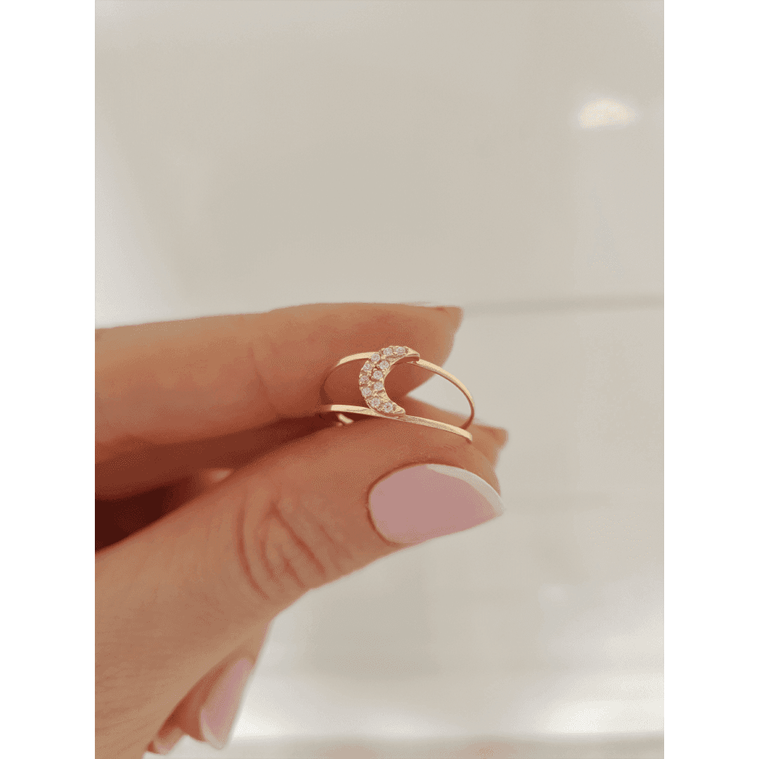 Anel Lua Amarela em Ouro Maciço 10K e 18K – Modelo CS709 - imagem 3