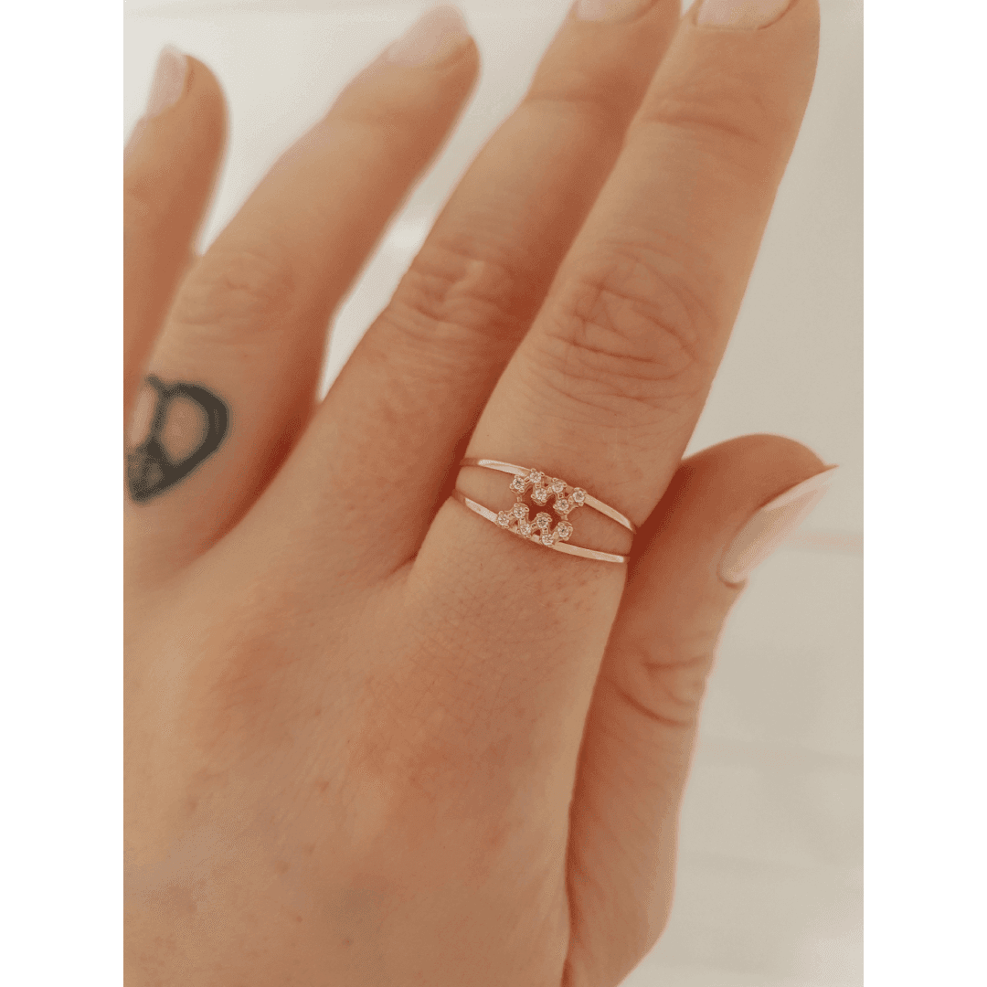 Anel Signo de Aquário em Ouro Maciço 10K e 18K – Modelo CS525 - imagem 2