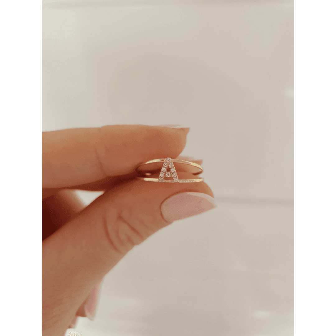 Anel Letra A em Ouro Maciço 10K e 18K – Modelo CS700 - imagem 3