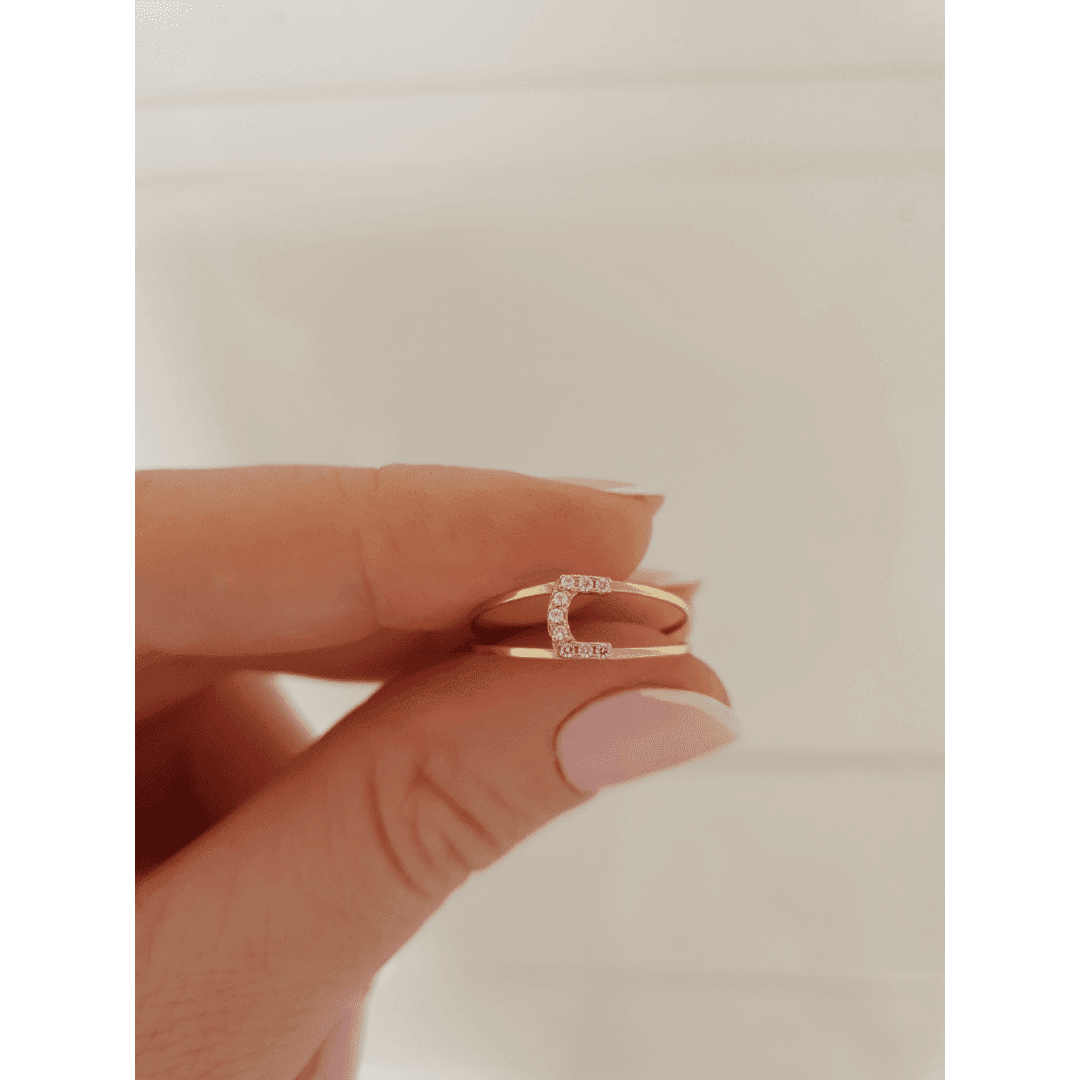 Anel Letra C em Ouro Maciço 10K e 18K – Modelo CS700 - imagem 3