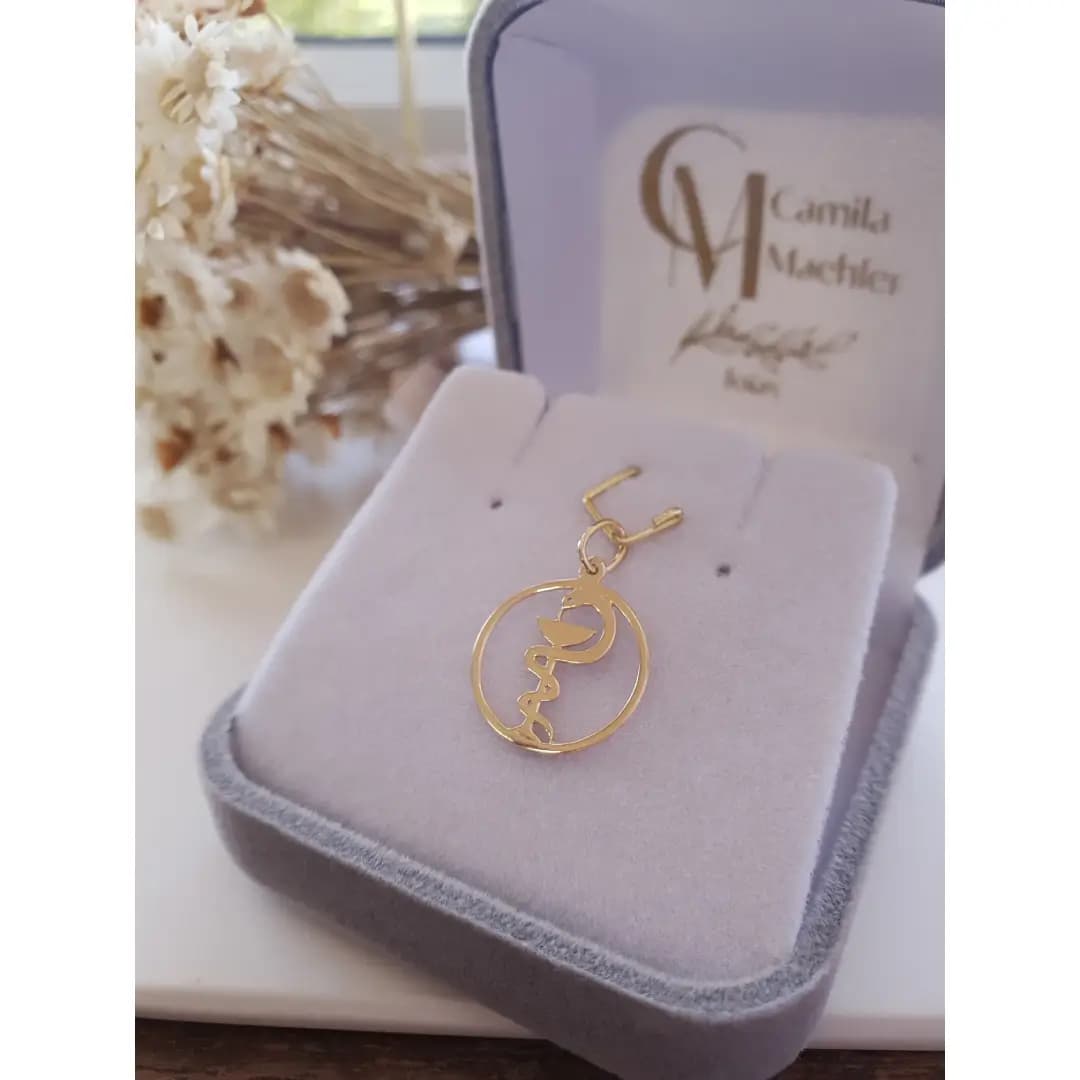 Pingente de Formatura Farmácia em Ouro Maciço 10K e 18K – Modelo PC140 farmacia img