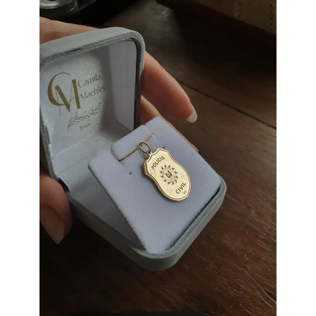 Pingente Polícia Civil RS 25mm em Ouro Maciço polivia civil img