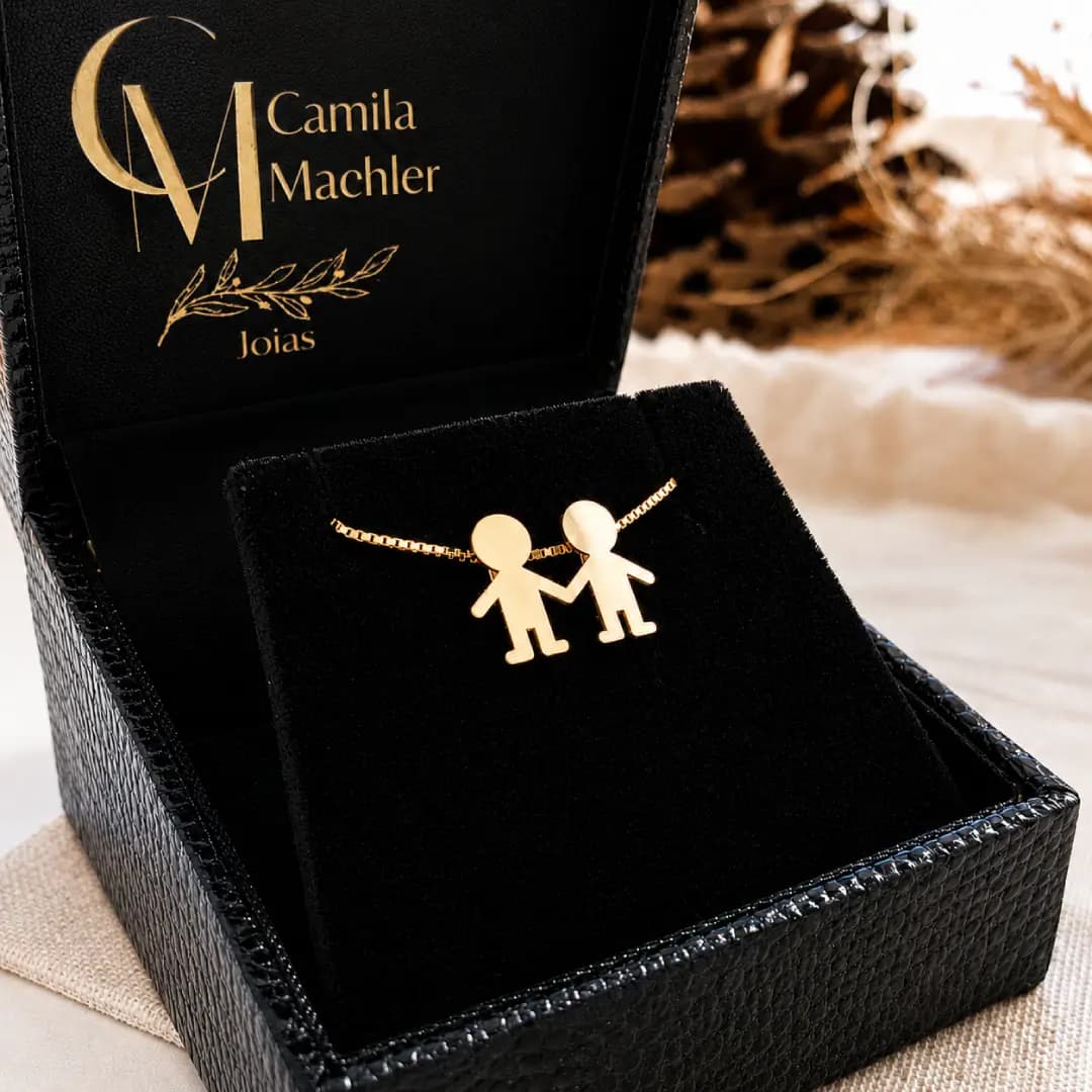 Pingente Dois Meninos no estojo Personalizado