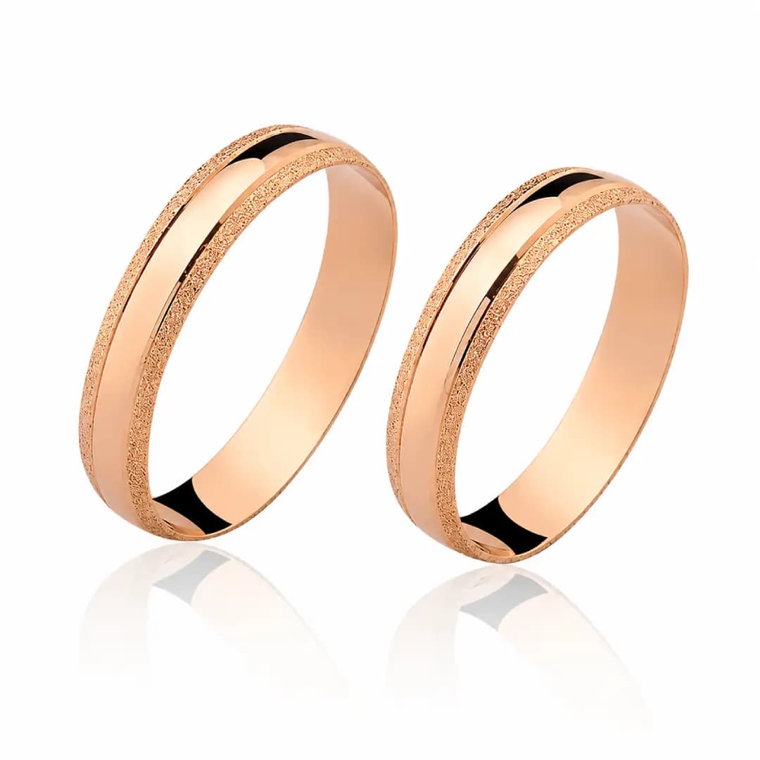 Par de aliança Ouro maciço Rosé (4mm)