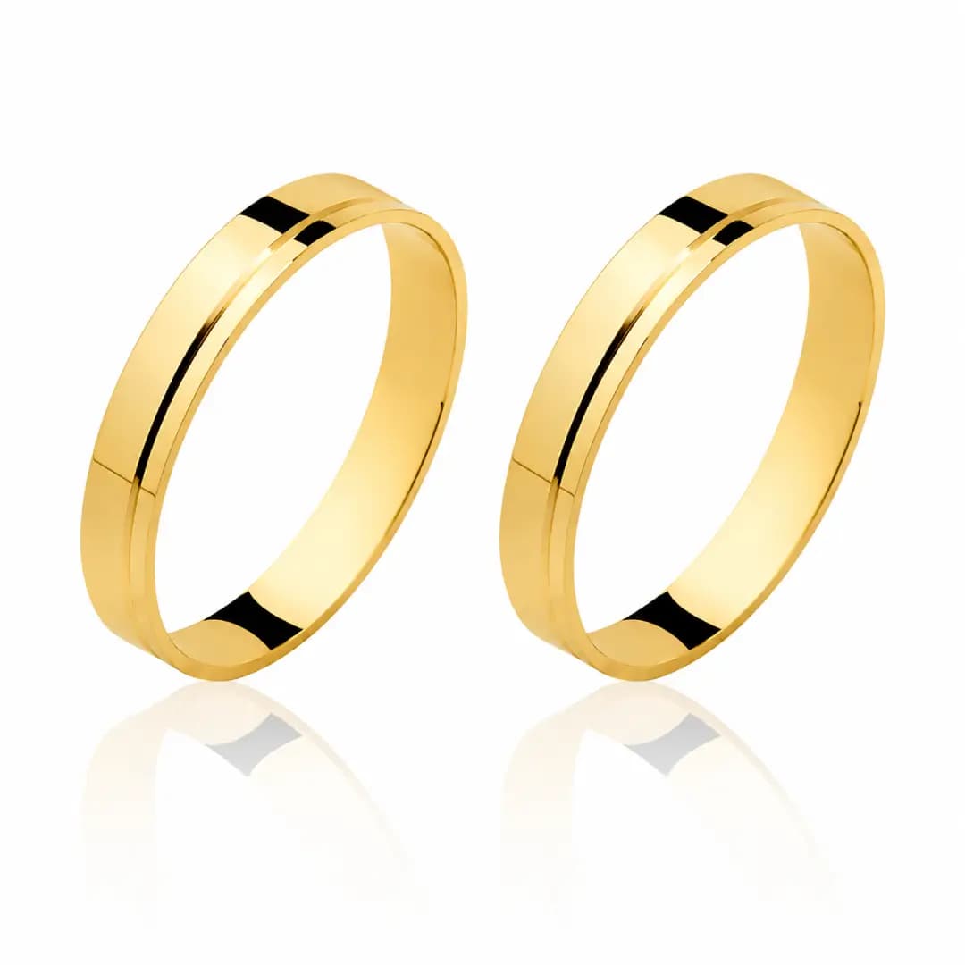 Par de Alianças Diamantada 3,5mm em Ouro Maciço 10K e 18K – Modelo CN14