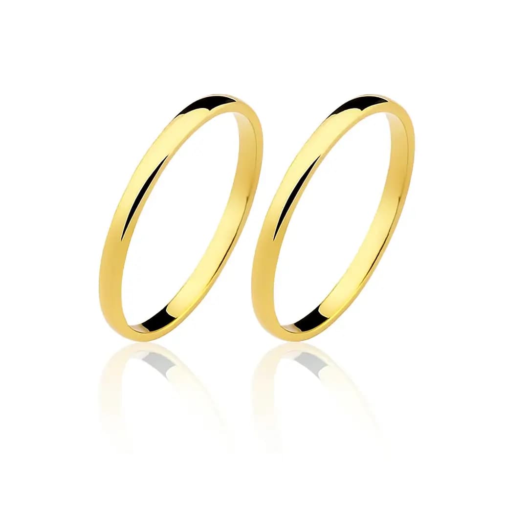 Par de aliança Ouro maciço CN21 (2mm)