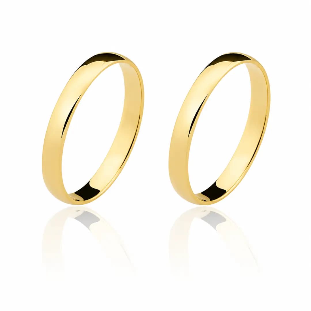 Par de Alianças 3mm em Ouro Maciço 10K e 18K – Modelo CN22