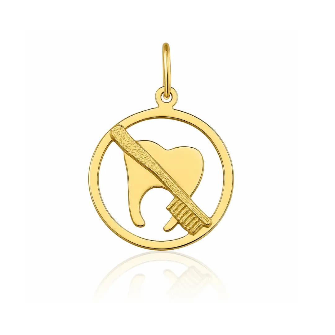 Pingente de Formatura Odontologia em Ouro Maciço 10K e 18K – Modelo PC140