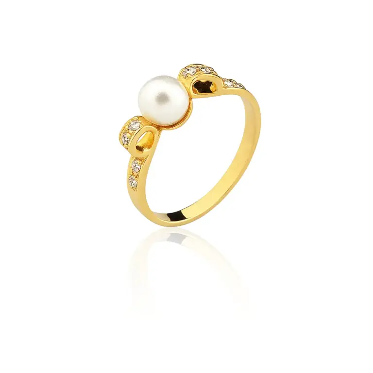 Anel de pérola com pedras